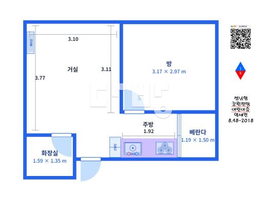 +도면첨부+ 신축급 중형 1.5룸 정남향 티비쇼파가능 역세권 풀옵션 - View 2